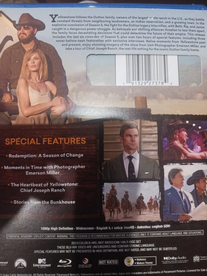 Yellowstone: Season 5, Part 2 (2024) Blu-Ray Disc Kevin Costner Western Drama Foto 2 de 3