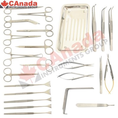 25 Pcs Minor General & Plastic Surgery Instruments Set Veterinary Kit DS-2376