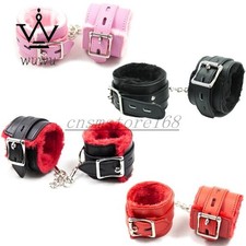 Plush Leather Handcuffs Lockable Wrist Restraint Ankle Cuffs Toy Roleplay Couple