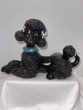 1960’s Original Atlantic Mold Poodle Black Tiffany Teal Collar