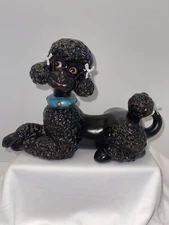 1960’s Original Atlantic Mold Poodle Black Tiffany Teal Collar