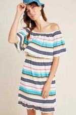    Anthropologie Bethany Striped Off-The-Shoulder Dress new   SIZE M