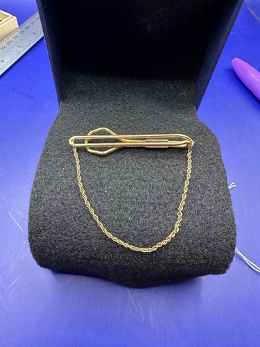 TIE CLIP GOLD PLATED, 10K CHAIN VINTAGE (451) - Picture 4 of 14