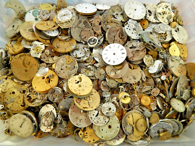 Lot of 1 Lbs. of Watch Parts Gears, Plates, movements for repair / Steampunk art