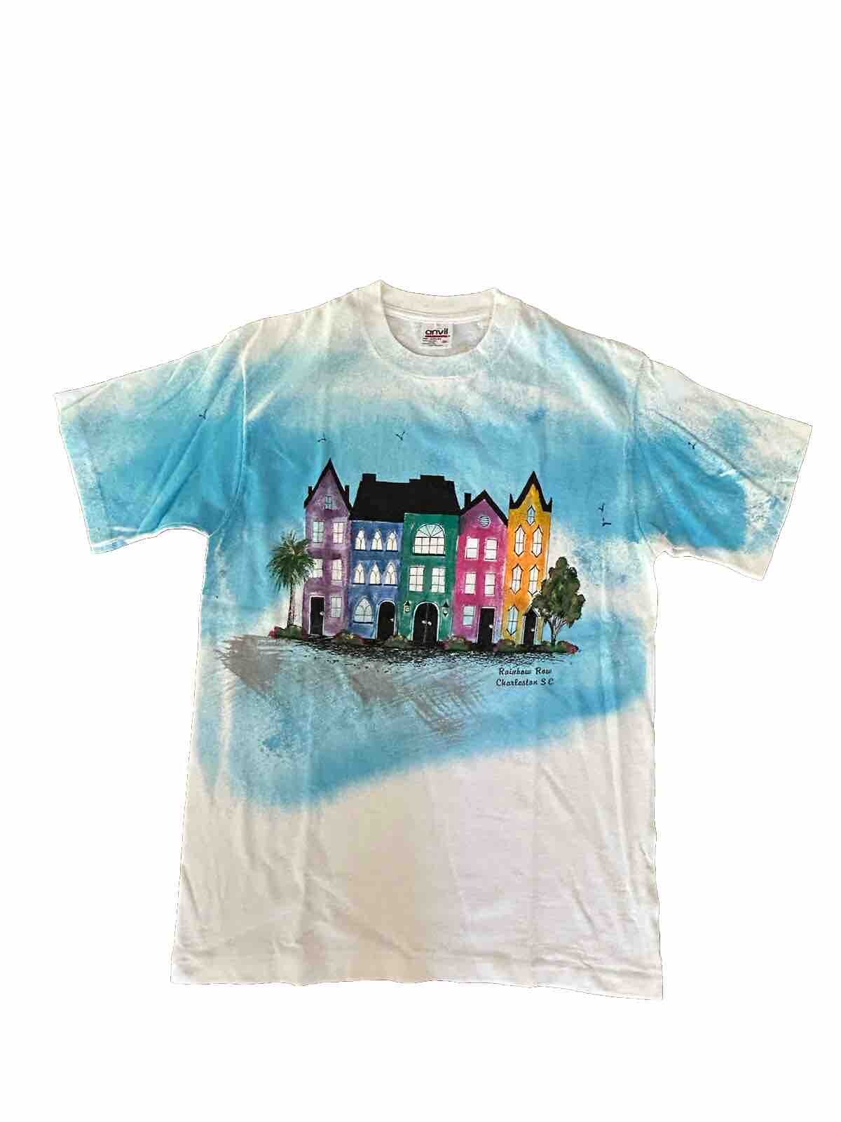 FILA T shirt vintage Charleston Rainbow Row all over Y2K USA 90 punto singolo taglia M