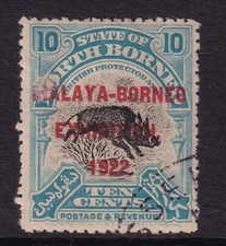 NORTH BORNEO 1922, Sg263, 10c Blue - stop after exhibition - good used-Cat &pound;300