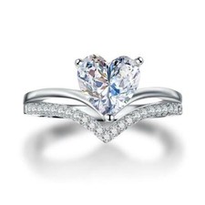 2.00Ct White Heart Cut CZ Wedding  Engagement Ring In Solid 925 Sterling Silver