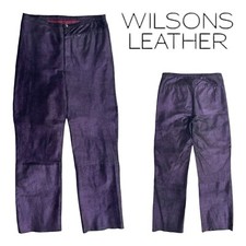 Vintage 00s WILSONS LEATHER Womens 12 Soft Leather Pants Mid Straight Shimmer