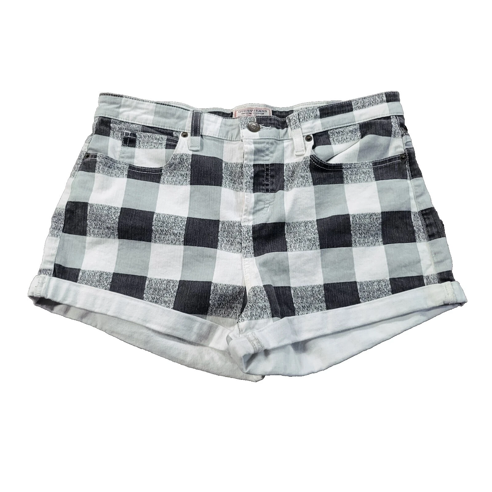 Pantalones Cortos de cuadros GUESS Mezcla de algodón para mujeres