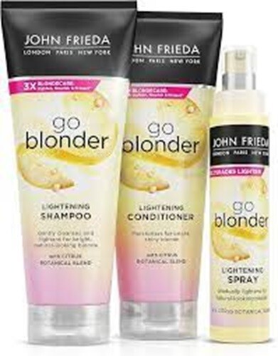 Champú, acondicionador y aerosol aclarador John Frieda Sheer Blonde Go Blonder
