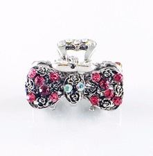 USA Metal HAIR CLAW Clip Rhinestone Crystal Hairpin Elegant Vintage Bow Pink 16