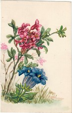CARTOLINA DIPINTA A MANO CON IMMAGINE DI FIORI - ILLUSTRATA DA H.R.