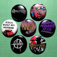 7 Ministry 1" Buttons Stigmata PTP Al Jourgensen RevCo Wax Trax Pailhead