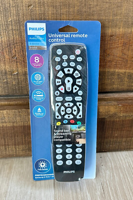 NEW Philips 8 Device Elite Plus Backlit Universal Remote Control -Black, NIB