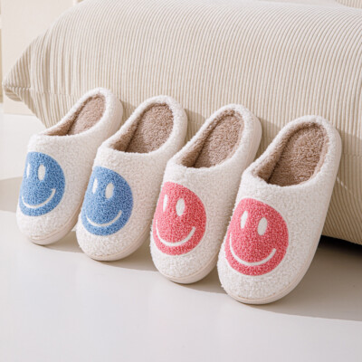 DRSLPAR Women's Fuzzy Memory Foam House Slippers - Smiley Face Christmas Slippers For Indoor/Outdoor (Size 10-11 US)