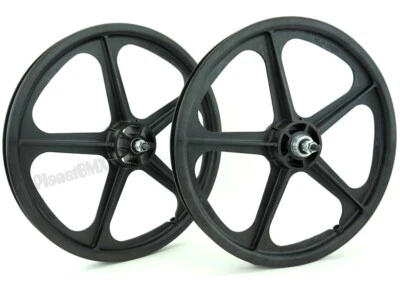 Skyway BMX 20" Tuff Wheels BLACK retro NEW wheelset sealed bearings 3/8 axles *