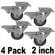 4 Pack 2''  Heavy Duty Swivel Wheel PVC Plate Caster Wheels with Lock Brake