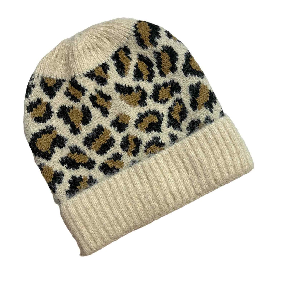NEW HAT ATTACK leopard beanie in sand NWT Revolve Hat Attack Snow Leopard Beanie in Ivory Women main image 3