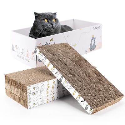 Pack Cat Scratch Pad with Box Cardboard Cat Scratcher for Indoor