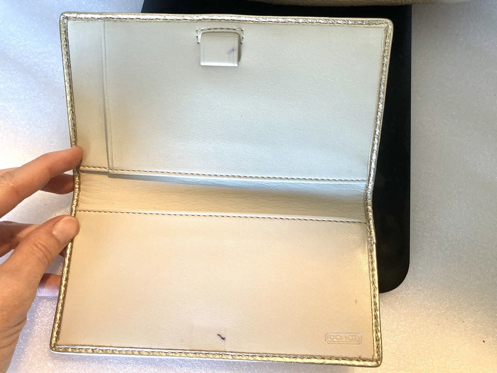 Coach Penelope Crema Champaign Pelle Metallizzata Borsa Tote Bag Borsetta e Portafoglio Pieghevole