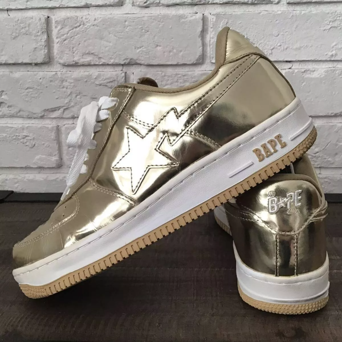 Gold Foil BAPESTA sneakers a bathing ape BAPE STA shoes NIGO US 9.5 eBay