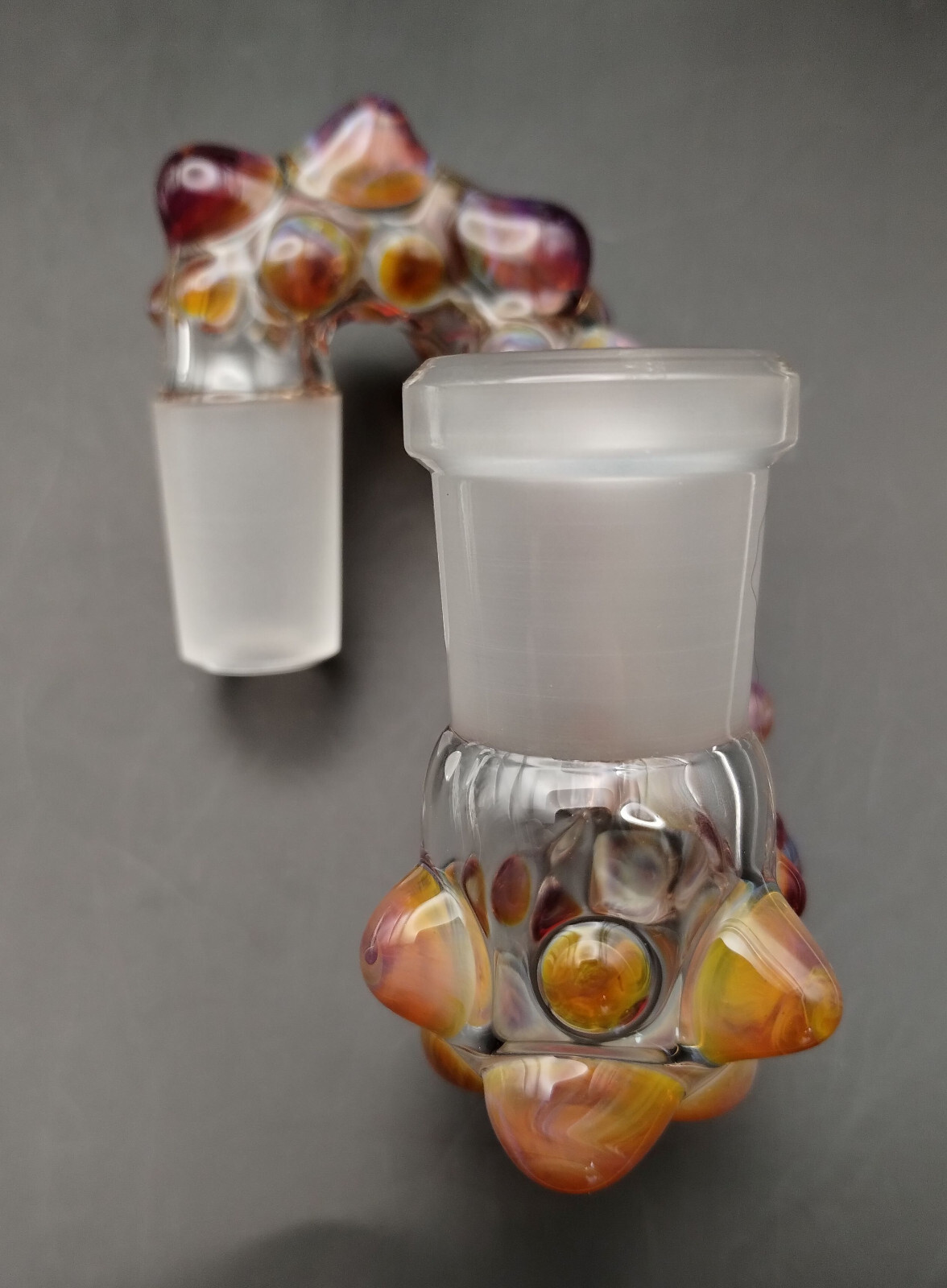 18mm Amber Purple (Double Passion)  Glass Drop Down Attachment Adapter