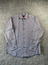 Alfani Button Up Shirt Adult Extra Large 17 1/2 Gray White Cotton Blend Mens