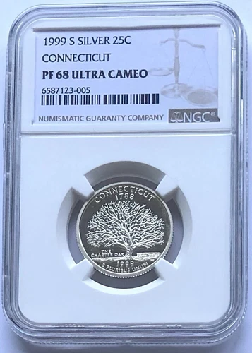 1999 S 25C Silver Connecticut  Quarter NGC GRADED PR68UCAM