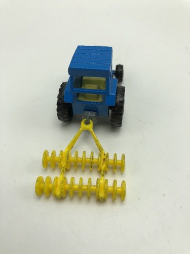 Vintage 1978 Matchbox Superfast No.46 Ford Tractor Blue With Harrow - Imagen 4 de 9