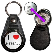 Netball I Love Medallion Key Ring Hidden £1/€1 Token (61mm x 39mm)