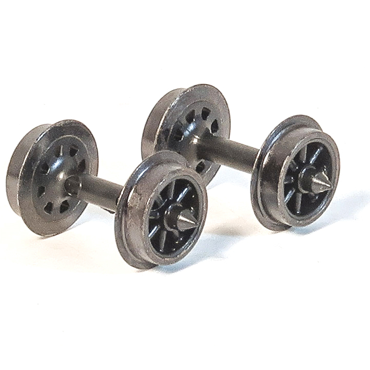 Peco NR-144 Spoked Wheels with Nickel Tyres (Pack of 40 Axles) N Gauge