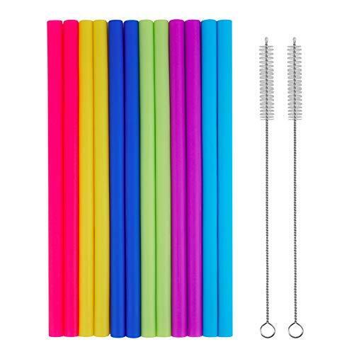 14 pz cannucce in silicone riutilizzabili con spazzole di pulizia cannucce extra larghe grandi - Foto 1 di 7