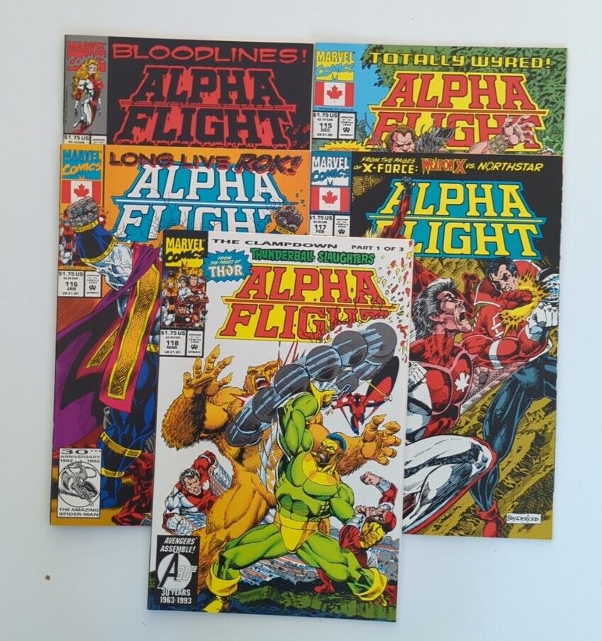 Lot Of 5 1992-93 Marvel Alpha Flight Comics #114-118 VF/NM
