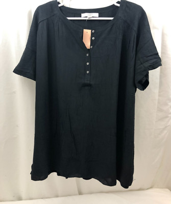 Women's LOFT Mixed Fabric  Henley Shirt   20W / 22W
