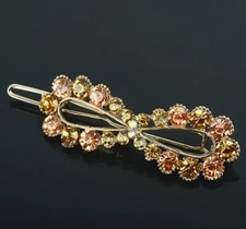 Gold Green  Pink Rhinestone Gem Infinity Bow Hair Clip Trendy Festive Barrette