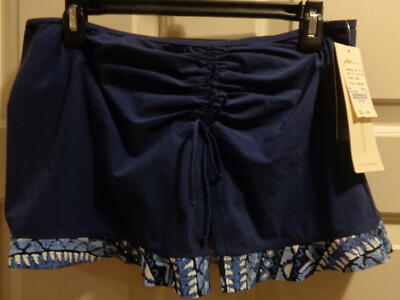 PROFILE BY GOTTEX ASYMMETRICAL SIDE TIE BLUE SKIRTED SWIMSUIT BOTTOM SIZE 8 NEW