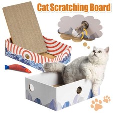 Conlun Cat Scratcher Box with Cat Scratching Board- Portable Cardboard Lounger