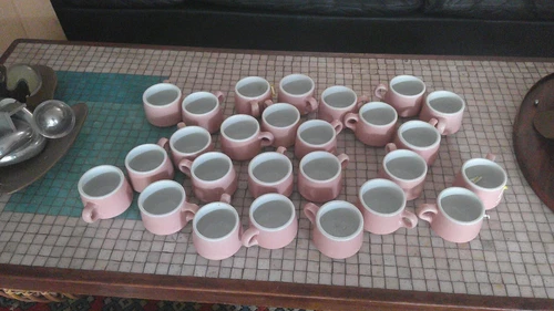 Vintage Mid Century Shenango Restaurant Ware Pink Coffee Cups - 27 $ EACH