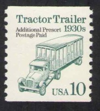 US. 2457. 10c, Tractor Trailer 1930s. Coil Single. MNH 1991