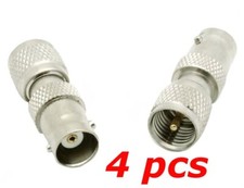 4 PACK - Mini-UHF Male to BNC Female RF Ham Radio 50 Ohm Coax Adapter Connector