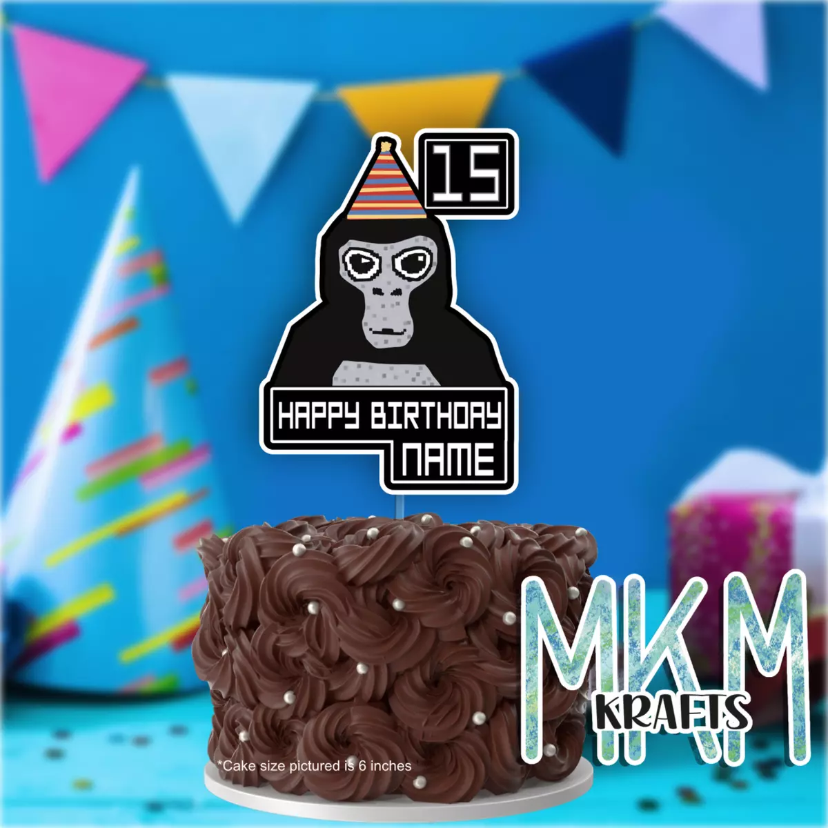 GORILLA TAG GAME INSPIRED BIRTHDAY Cake Topper ANY NAME AGE