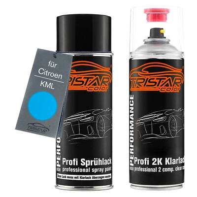 Autolack 2K Spraydosen Set für Citroen KML Bleu KLM Basislack 2K Klarlack