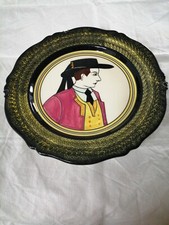 HENRIOT QUIMPER, ASSIETTE ANCIENNE DÉCORATIVE, BUSTE BRETON