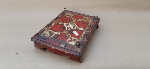 Antique Old Wooden Holy Religious Temple Brass Work Rare Bajot Shrine NH6502 - Picture 4 of 9