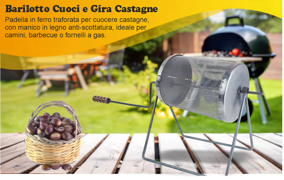 Padella Castagne Con Fori Manico Legno Cm 30 INOX - Foto 6