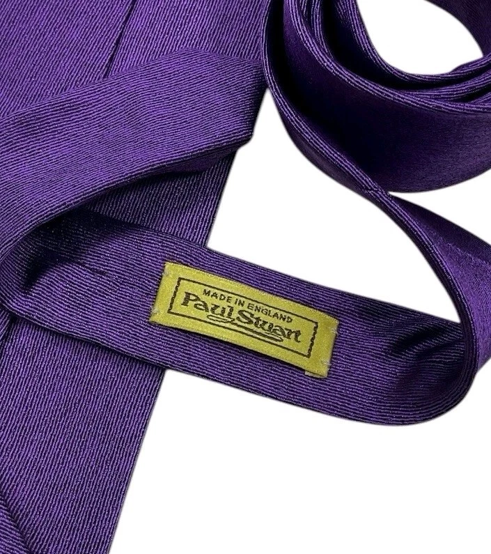 PAUL STUART Solid Purple Silk LUXURY Tie ENGLAND  - Image 3 of 4