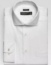 NWT - PRONTO UOMO Men's LONG SLEEVE White NON IRON COTTON DRESS SHIRT - 17.5