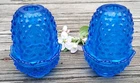 (2)Vintage Fenton Colonial Blue Hobnail Fairy Lamp Candle Holders, Beautiful