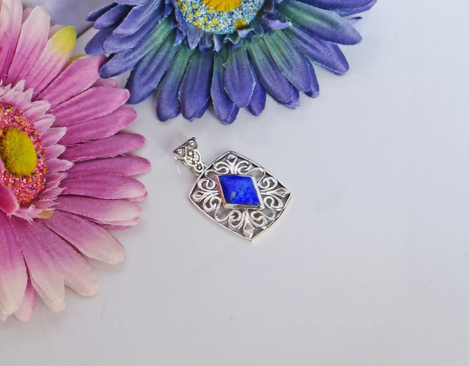 Ciondolo di design fatto a mano in argento sterling 925 con pietra preziosa... - Immagine 4 di 4