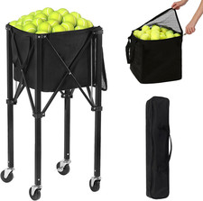 Tennis Ball Hopper Pickleball Removable Waterproof Basket with Carry Bag, Wheel